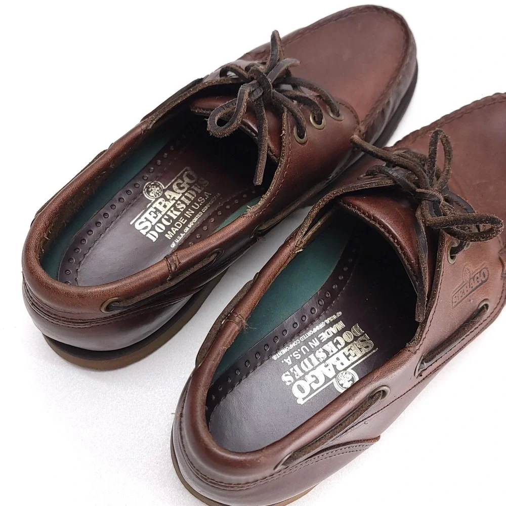 Sebago Docksides Boat Deck Shoes Mens 7 M‎ Brown Leather USA